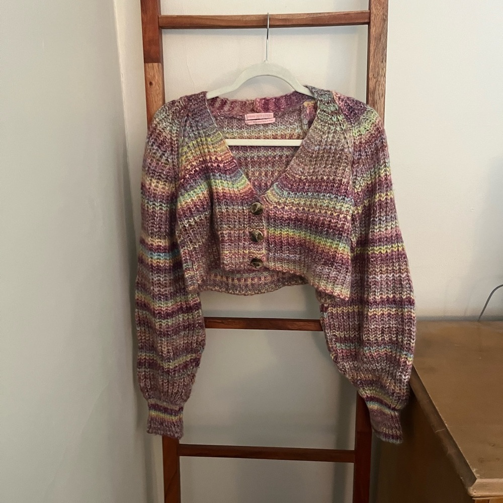 Urban Outfitters cropped space dye rainbow cardigan sweater. size xs new no tags